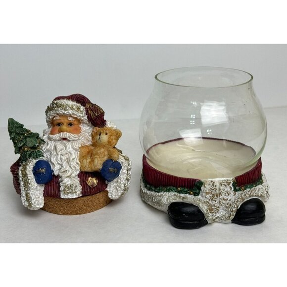 Santa Claus Glass Candy Dish 6" Removable Lid Holiday Hand-Painted Container - Picture 6 of 11